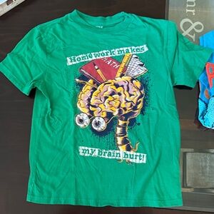 GAP Green Kids T-Shirt with Brain Graphic